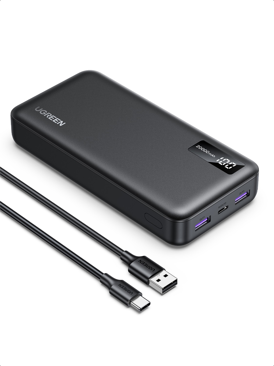 UGREEN Power Bank 20000mAh 22.5W - Caricatore Portatile con Cavo USB C, Batteria Esterna PD 20W, Display LED, Compatibile con iPhone 16/15 Pro Max Plus e Galaxy S24