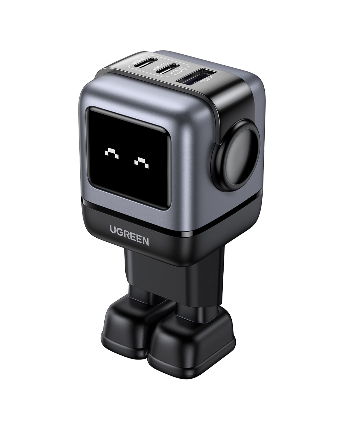 UGREEN Nexode RG 65W Alimentatore 3-Port GaN Ricarica Rapida per Computer Portatile e Telefono - Grigio