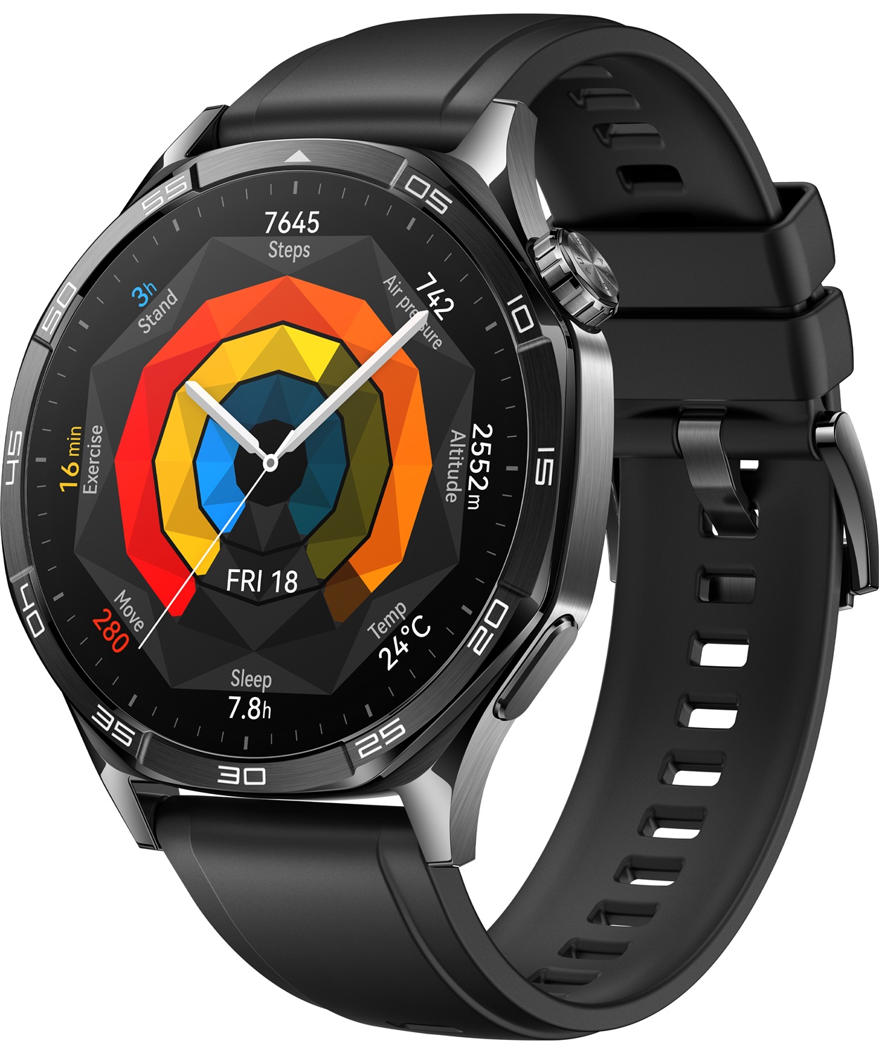 Huawei WATCH GT5 46mm - Smartwatch AMOLED Nero con GPS, Cassa in Acciaio Inossidabile, Cinturino in Fluoroelastomero
