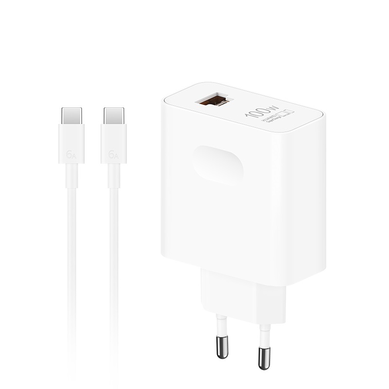 HUAWEI Caricabatterie da Parete SuperPower 100W con Porte USB-C e USB-A, Colore Bianco