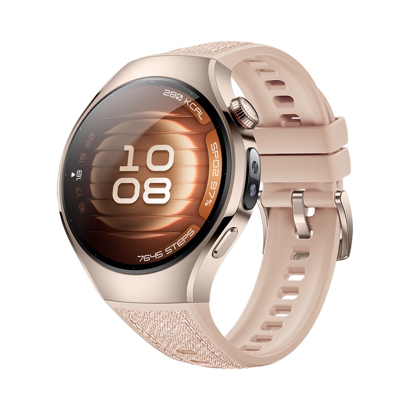 Huawei WATCH 5 - Smartwatch 42 mm con cassa in acciaio inox 904L, cinturino beige in composito, compatibile con iOS e Android, chiamate E-sim