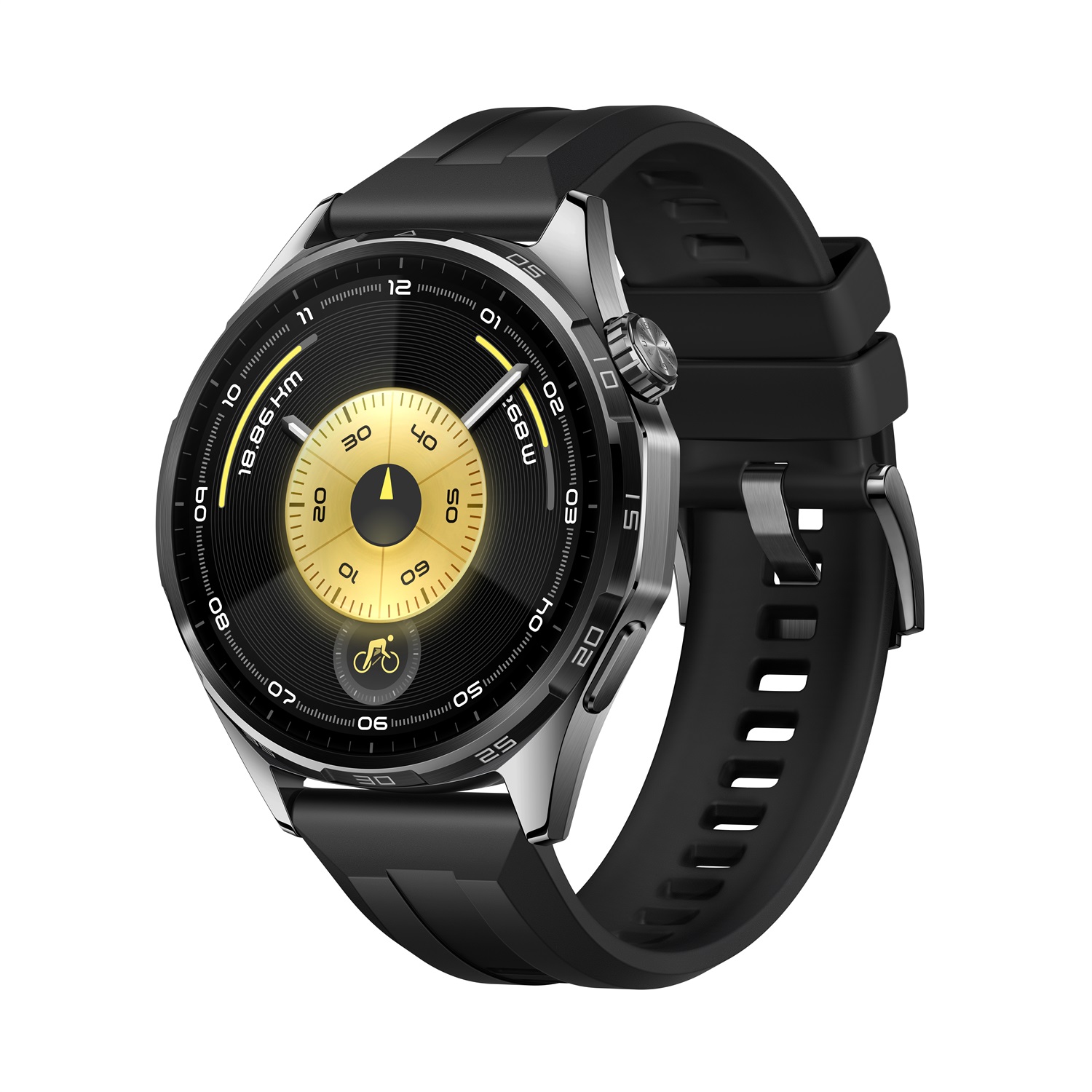 Huawei WATCH GT6 - Smartwatch 46mm in Acciaio Inossidabile con Cinturino Nero in Fluoroelastomero, Display Amoled, Fino a 21 Giorni di Autonomia, Compatibile con iOS e Android