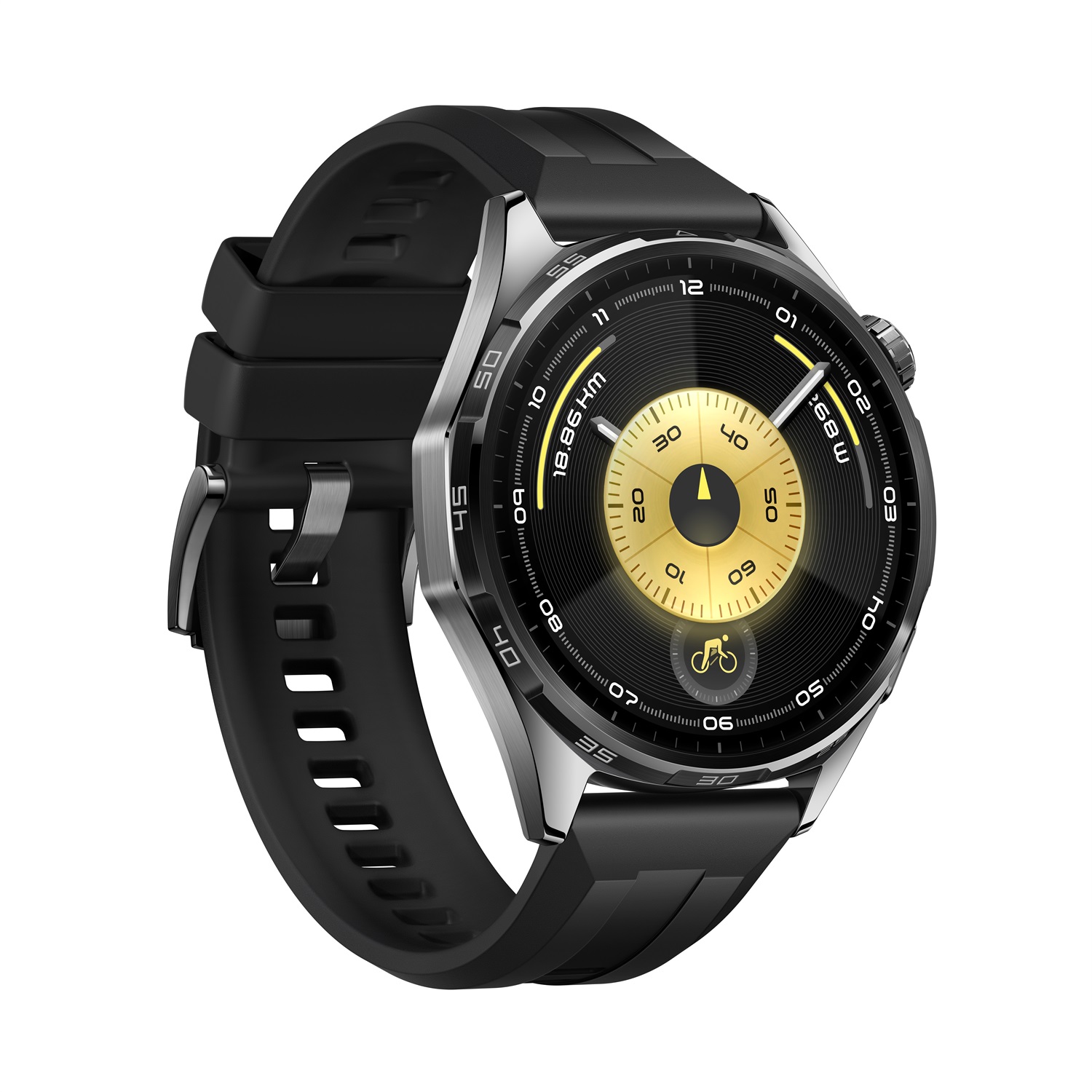 Huawei WATCH GT6 - Smartwatch 46mm in Acciaio Inossidabile con Cinturino Nero in Fluoroelastomero, Display Amoled, Fino a 21 Giorni di Autonomia, Compatibile con iOS e Android