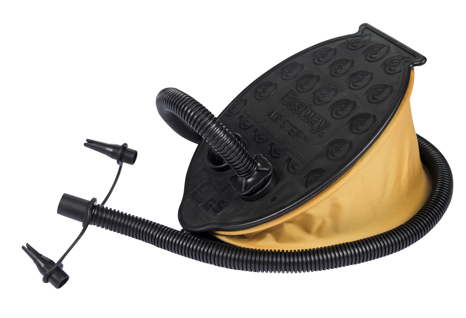 Bestway 62004 Pompa a Piede Manuale Air Step - Gonfia e Sgonfia con 3 Adattatori, Capacità 1.400 ml, Dimensioni 28x19 cm