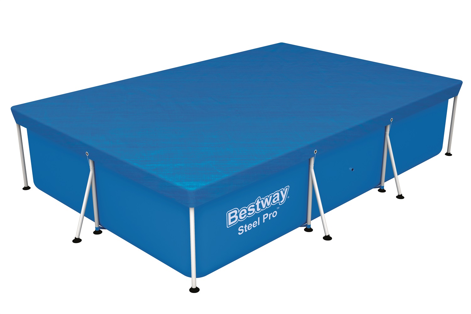 Bestway 58106 Copertura per piscina fuoriterra Steel Pro™ rettangolare 300 x 201 cm, blu, in polietilene resistente