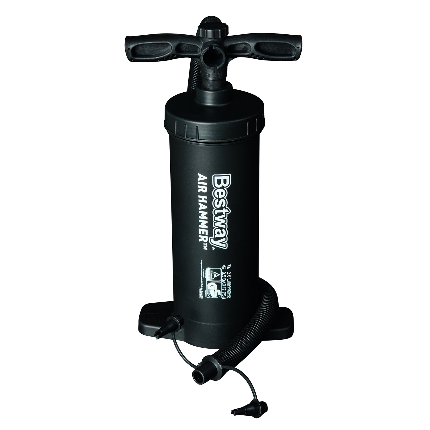 Bestway 62086 Pompa Manuale Air Hammer - Gonfiaggio/Sgonfiaggio, 37 cm, Volume 2,8 L, Adattatori Inclusi