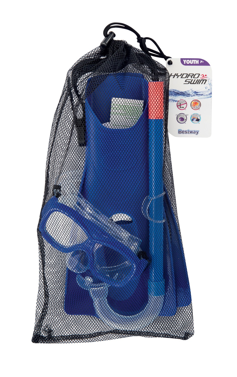 Bestway Set da Snorkeling Hydro-Pro SureSwim per 7-14 Anni - Include Maschera, Boccaglio e Pinne con Rivestimento UV
