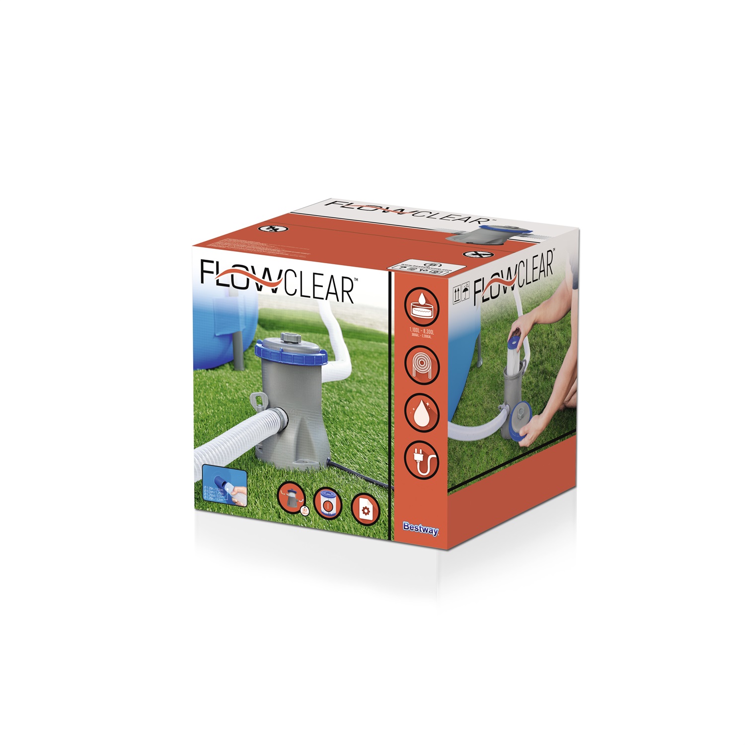 Bestway Pompa di Filtraggio Flowclear 1.249 lt/ora per Piscine da 1.100 a 8.300 Litri