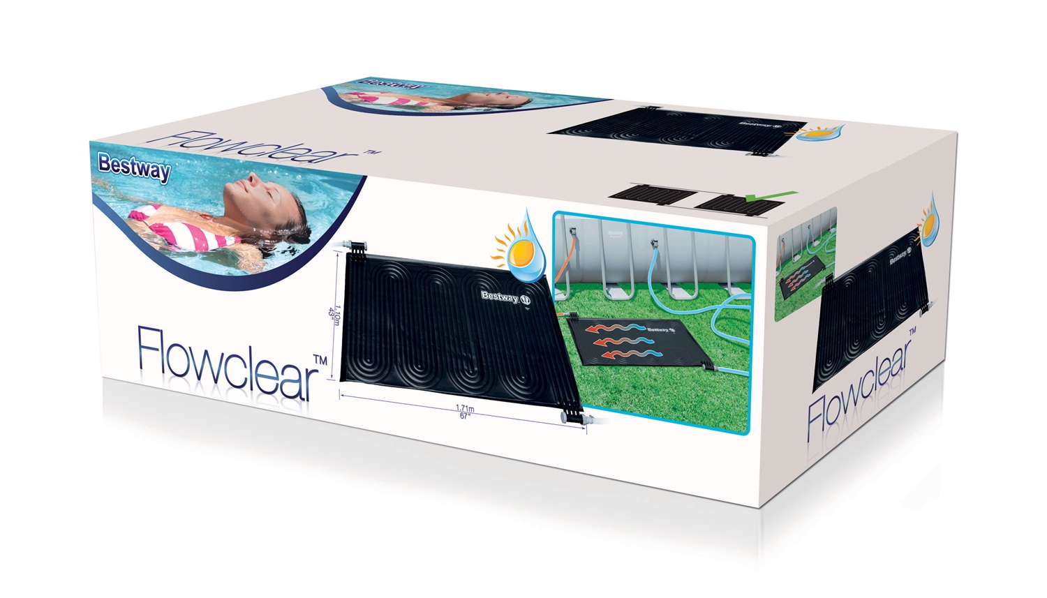 Bestway Tappeto Solare Riscaldante per Piscina 58423 - 1.10m x 1.71m, Compatibile con Pompe fino a 9,462 L/h, Facile Installazione