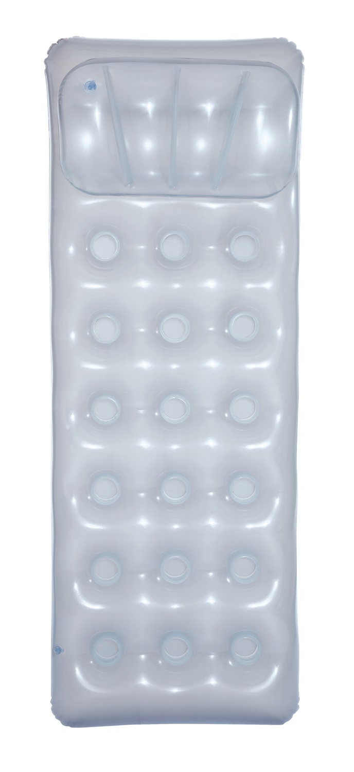 Bestway 43024 Materassino Gonfiabile Metal Tech - 188x71 cm, Capacità 90 kg, Vinile Pre-Testato, Colore Grigio e Trasparente