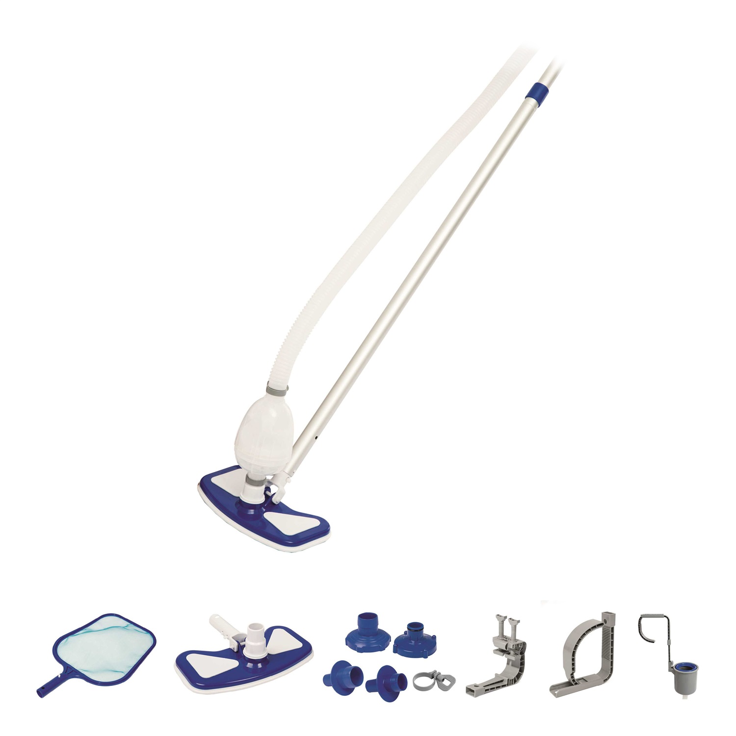 Bestway 58237 Kit Pulizia Deluxe per Piscine - Kit di Manutenzione Completo con Retino, Tubo d'Aspirazione e Skimmer