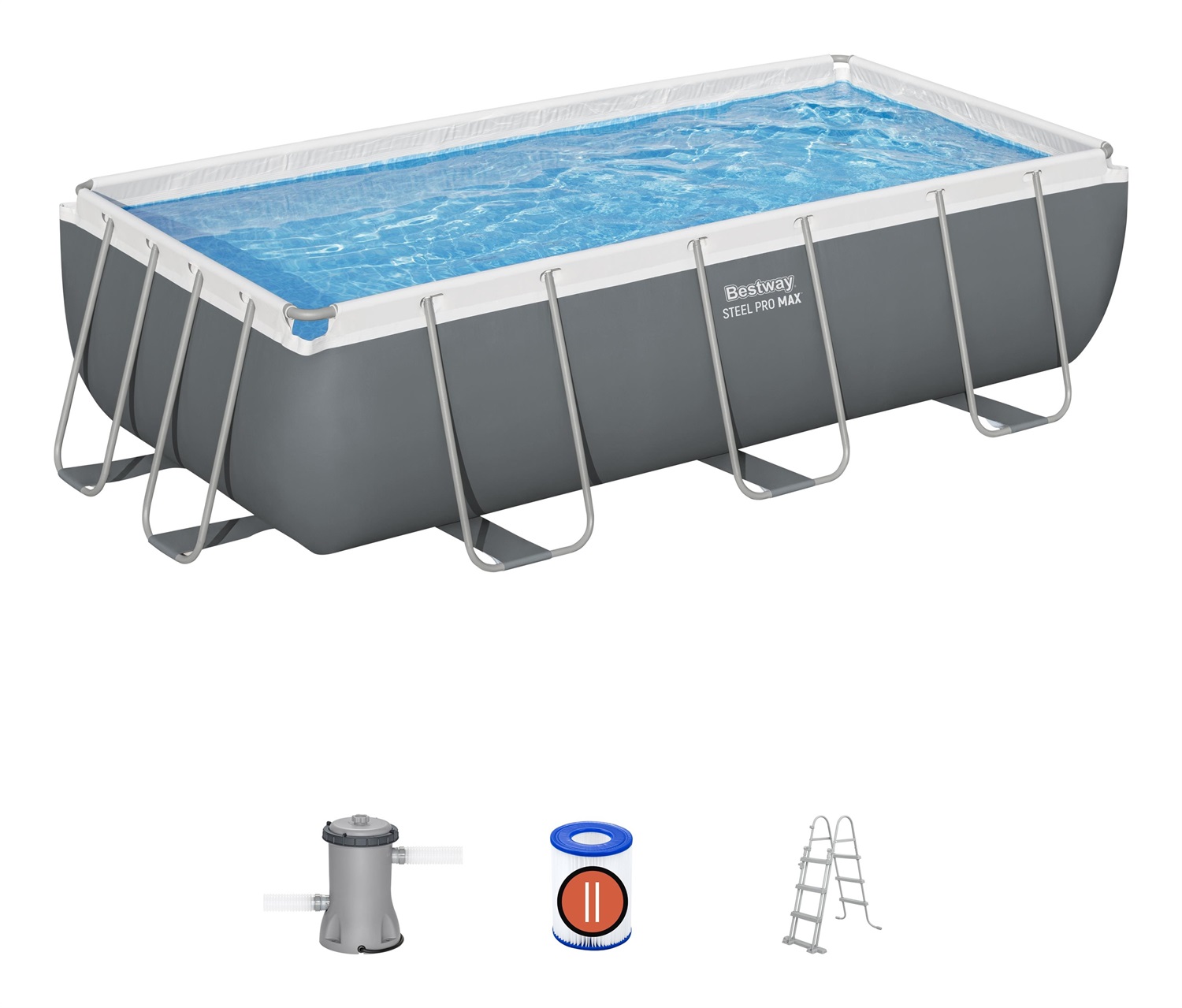 Bestway Power Steel Piscina Fuori Terra Rettangolare 404x201x100 cm con Pompa Filtrante - Capacità 6478 L