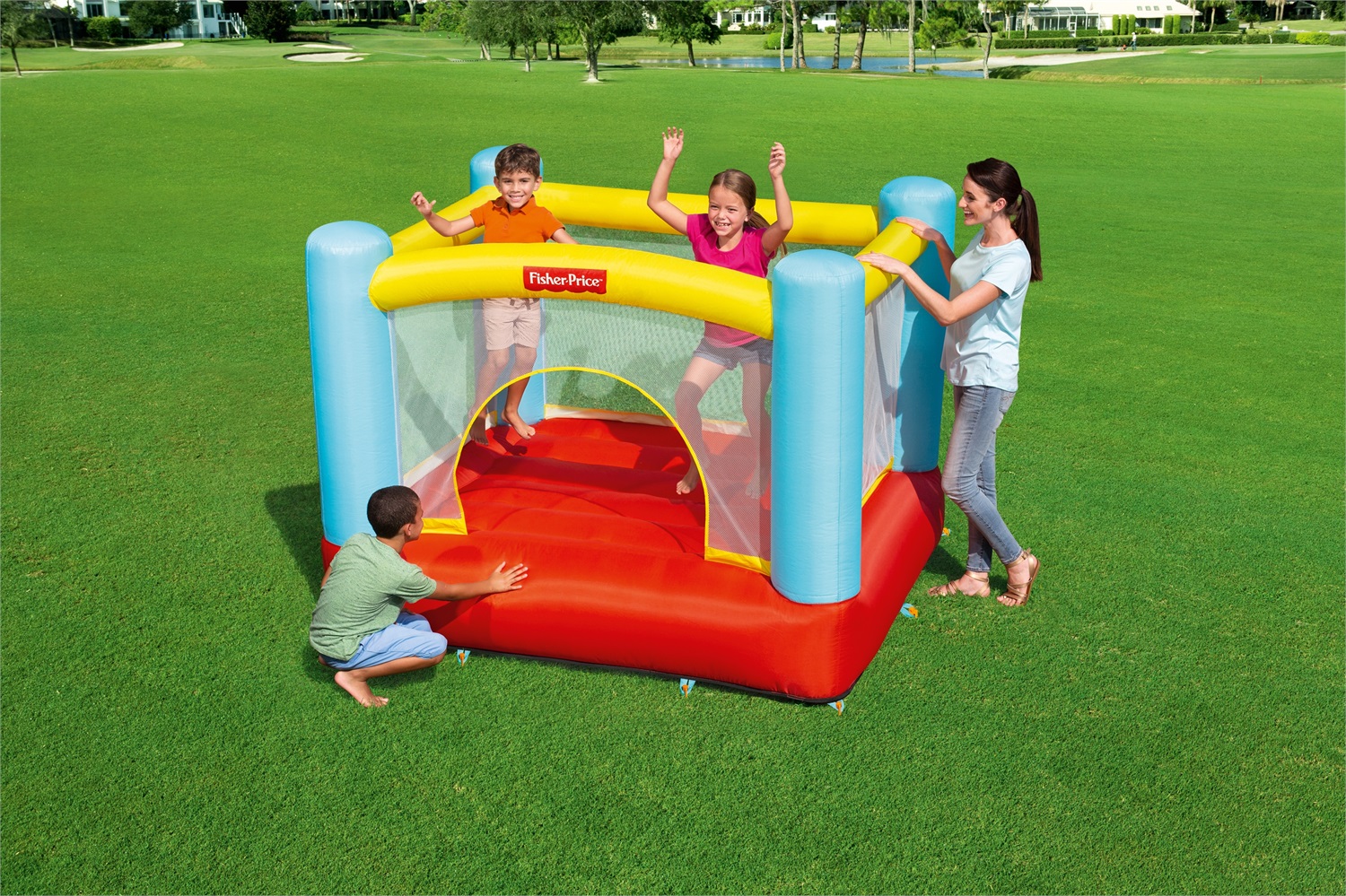 Bestway 93549 Castello Gonfiabile Bouncetacular per Bambini 3-8 Anni - Dimensioni 2.00 m x 1.70 m x 1.52 m, Capacità 113 kg, Pompa Integrata