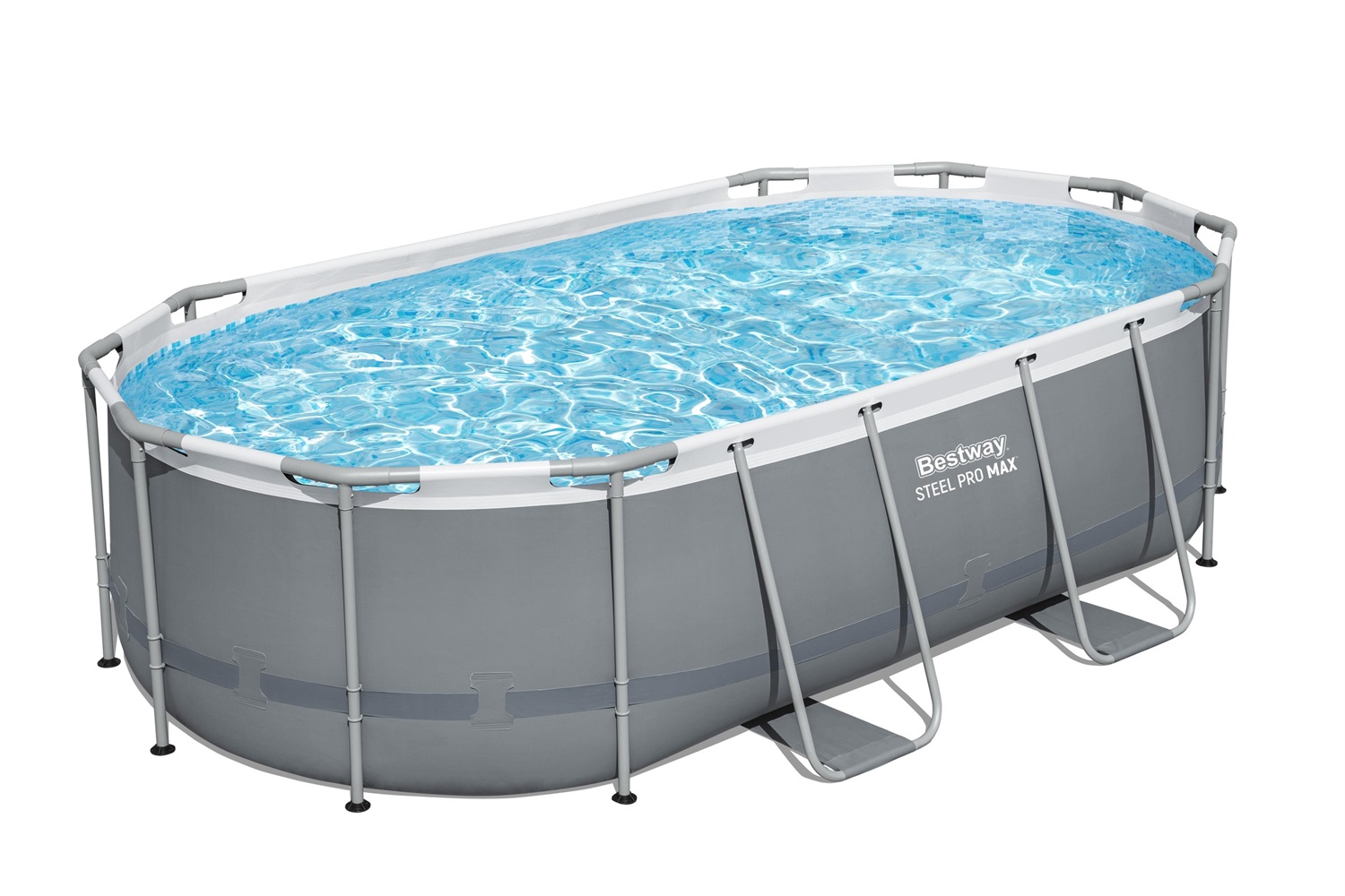 Bestway Power Steel Piscina Ovale 427x250x100 cm - Grigio Scuro - Capacità 7250L - Pompa a Filtro e Scaletta Inclusi