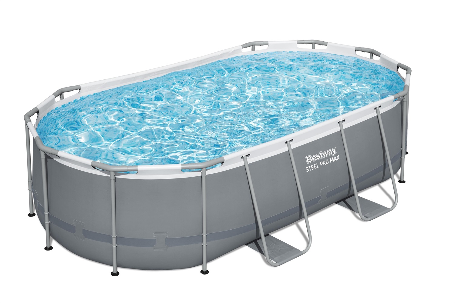 Bestway Power Steel Piscina Ovale 427x250x100 cm - Grigio Scuro - Capacità 7250L - Pompa a Filtro e Scaletta Inclusi
