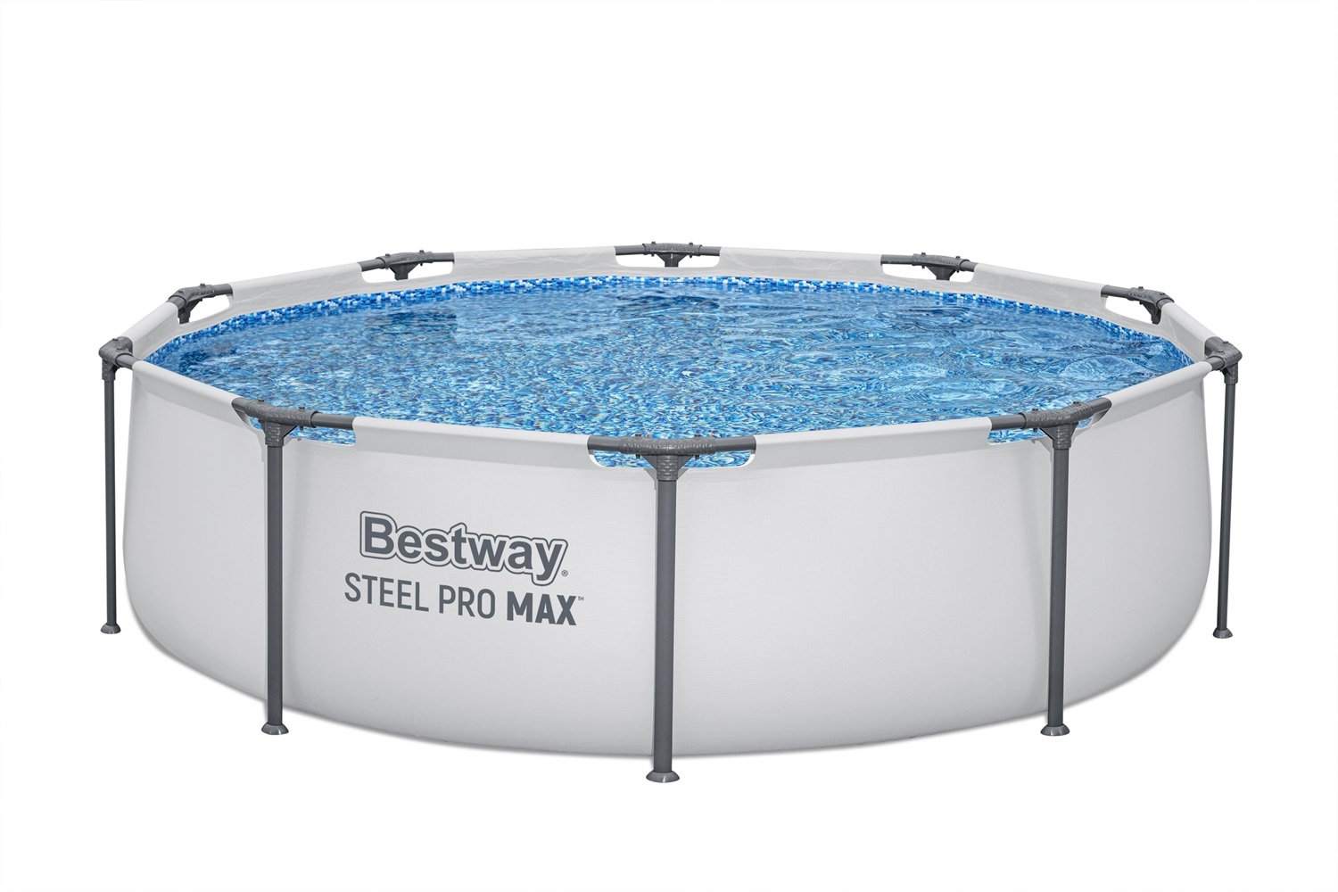 Bestway Steel Pro Max 56406 Piscina Fuori Terra Rotonda 305x76 cm - Capacità 4678 L, Struttura in DuraPlus, Predisposta per Pompa Filtro