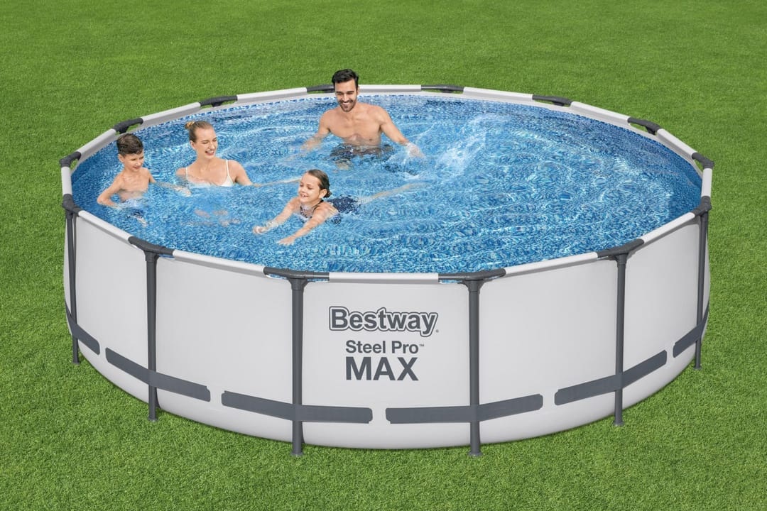 Bestway Piscina Fuori Terra Rotonda Steel Pro Max 427x107 cm - Capacità 13.030 L, Struttura DuraPlus, Kit Completo con Pompa Filtro, Scaletta e Copertura