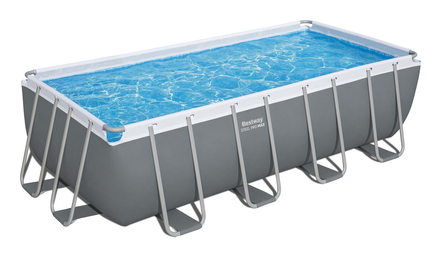 Bestway Power Steel Piscina Rettangolare 488x244x122 cm - Telaio in Acciaio Anticorrosione con Pompa Filtro e Accessori Inclusi