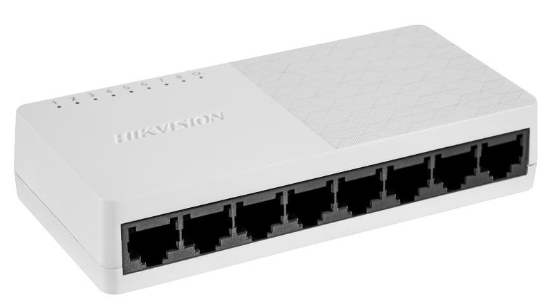 Hikvision Switch Gigabit DS-3E0108D-O - 8 Porte Fast Ethernet 10/100, Design Compatto e Funzionalità Avanzate