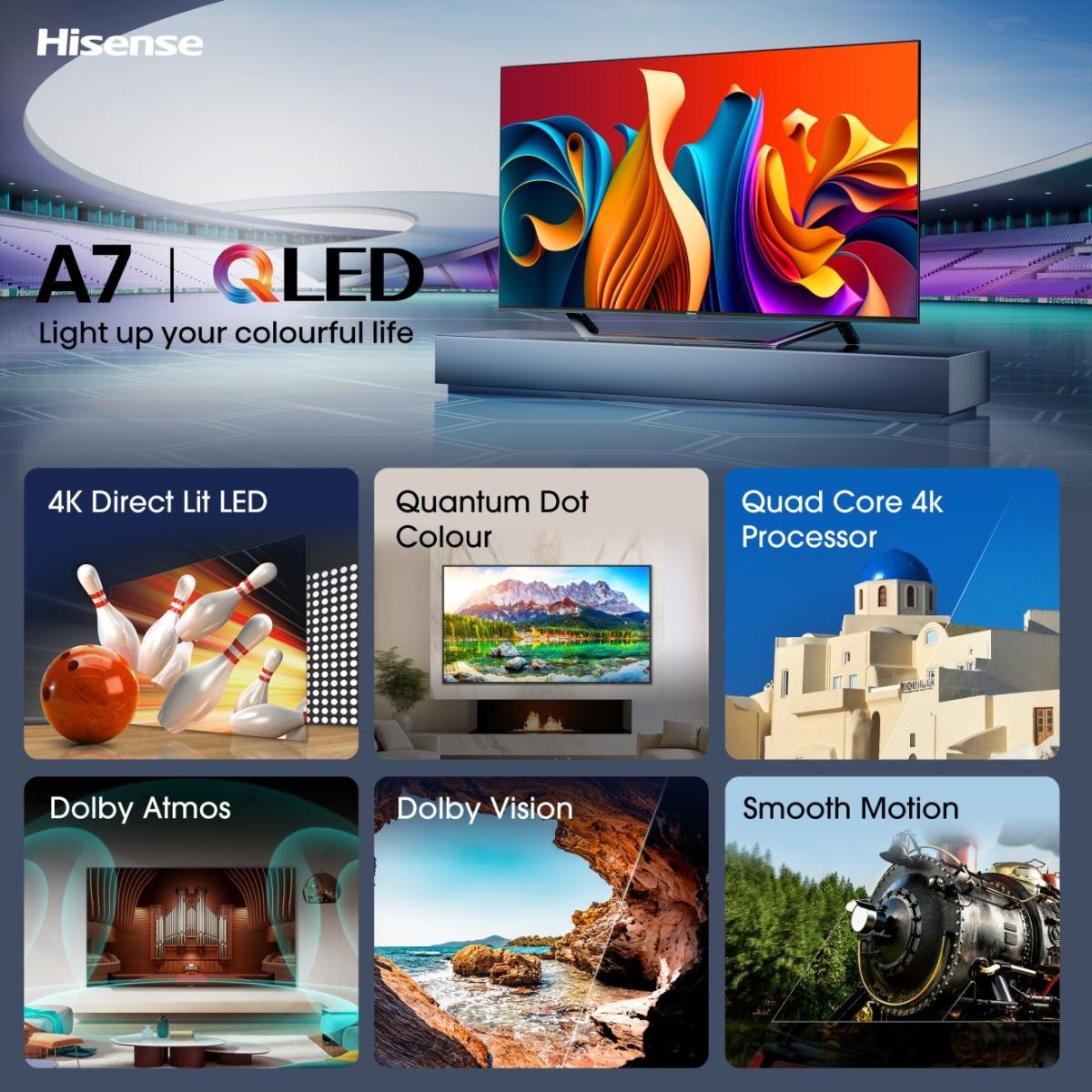 Hisense 65A79NQ Smart TV 65 Pollici QLED 4K Ultra HD con Wi-Fi e Bluetooth, Sistema VIDAA, Nero