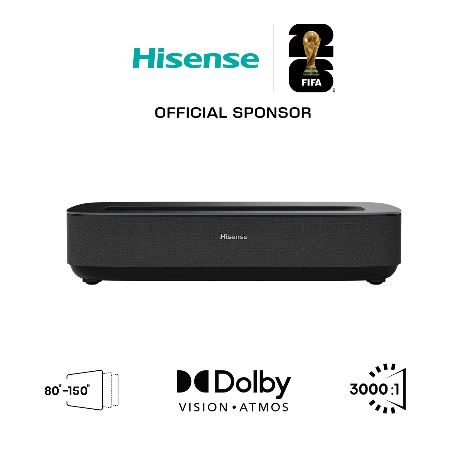 Hisense Laser TV PL2 Proiettore a Raggio Ultra Corto 2700 ANSI Lumen DLP UHD 4K (3840x2160) Compatibilità 3D