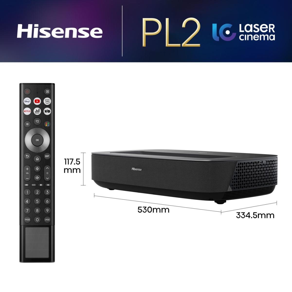 Hisense Laser TV PL2 Proiettore a Raggio Ultra Corto 2700 ANSI Lumen DLP UHD 4K (3840x2160) Compatibilità 3D