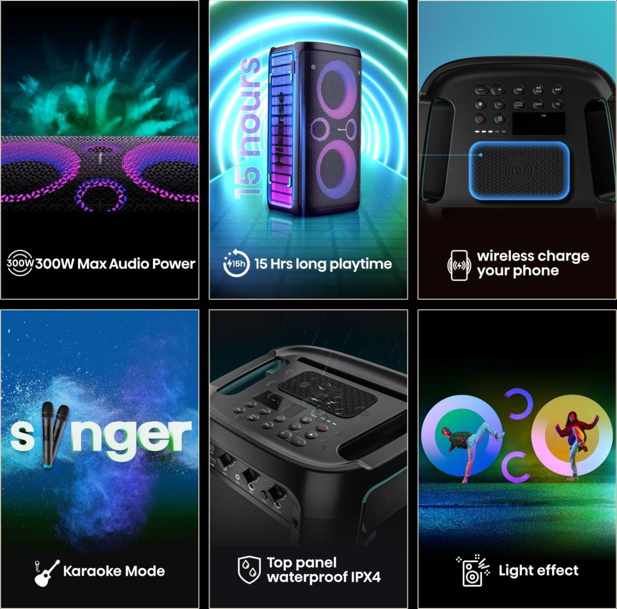 Hisense Partystorm Cassa Portatile Bluetooth 300W con Effetti Luce e Autonomia di 12 Ore