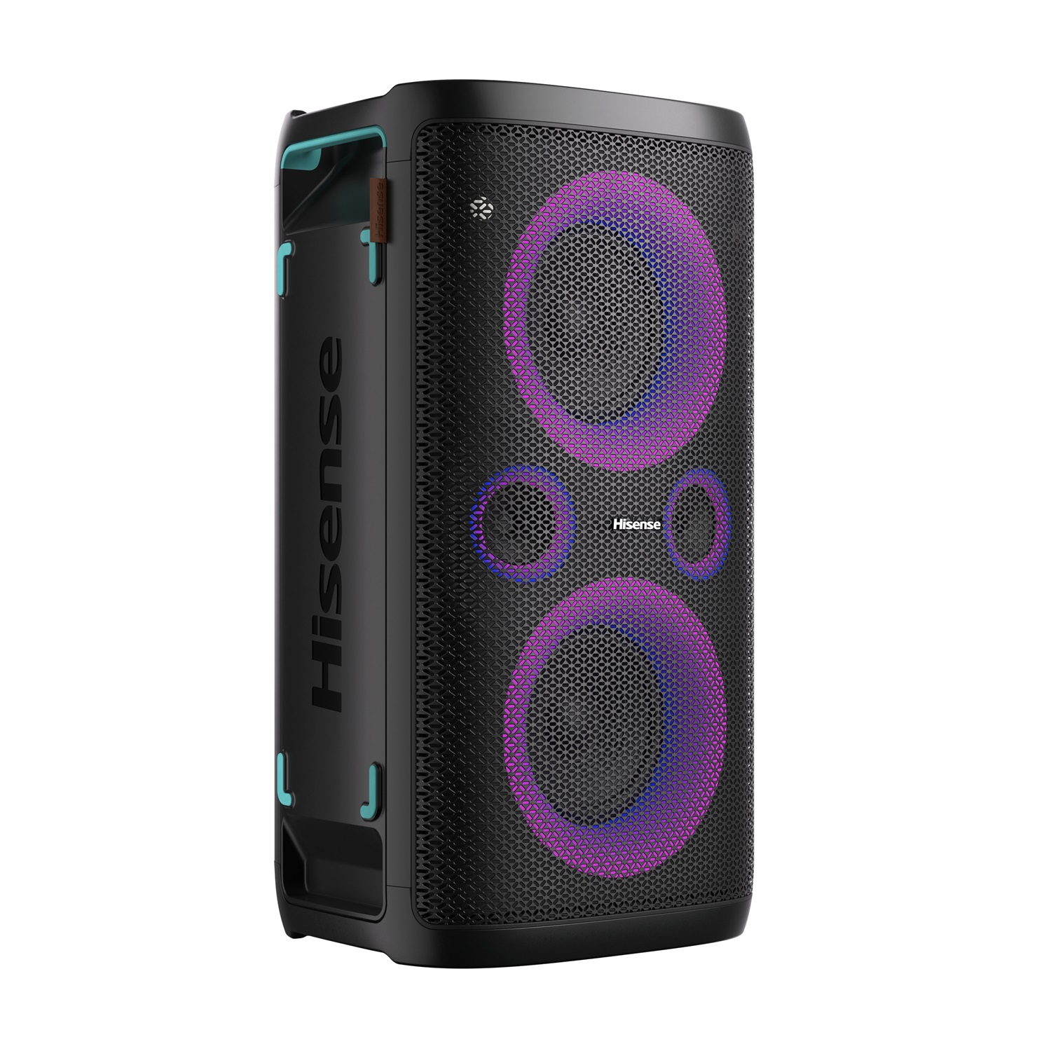 Hisense Party Storm Altoparlante Bluetooth 300W con Woofer, Modalità Karaoke, Wireless Charging Pad, Ingressi AUX e USB