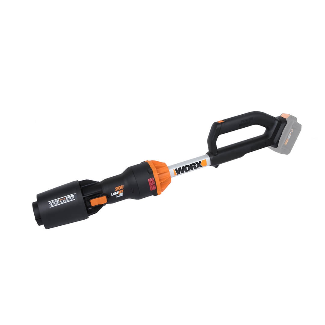 Worx WG543E.9 Soffiatore a Batteria 20V con Tecnologia Leafjet Sonic Turbine - Velocità 209 km/h, Portata 696 m3/h, Colore Nero/Arancione