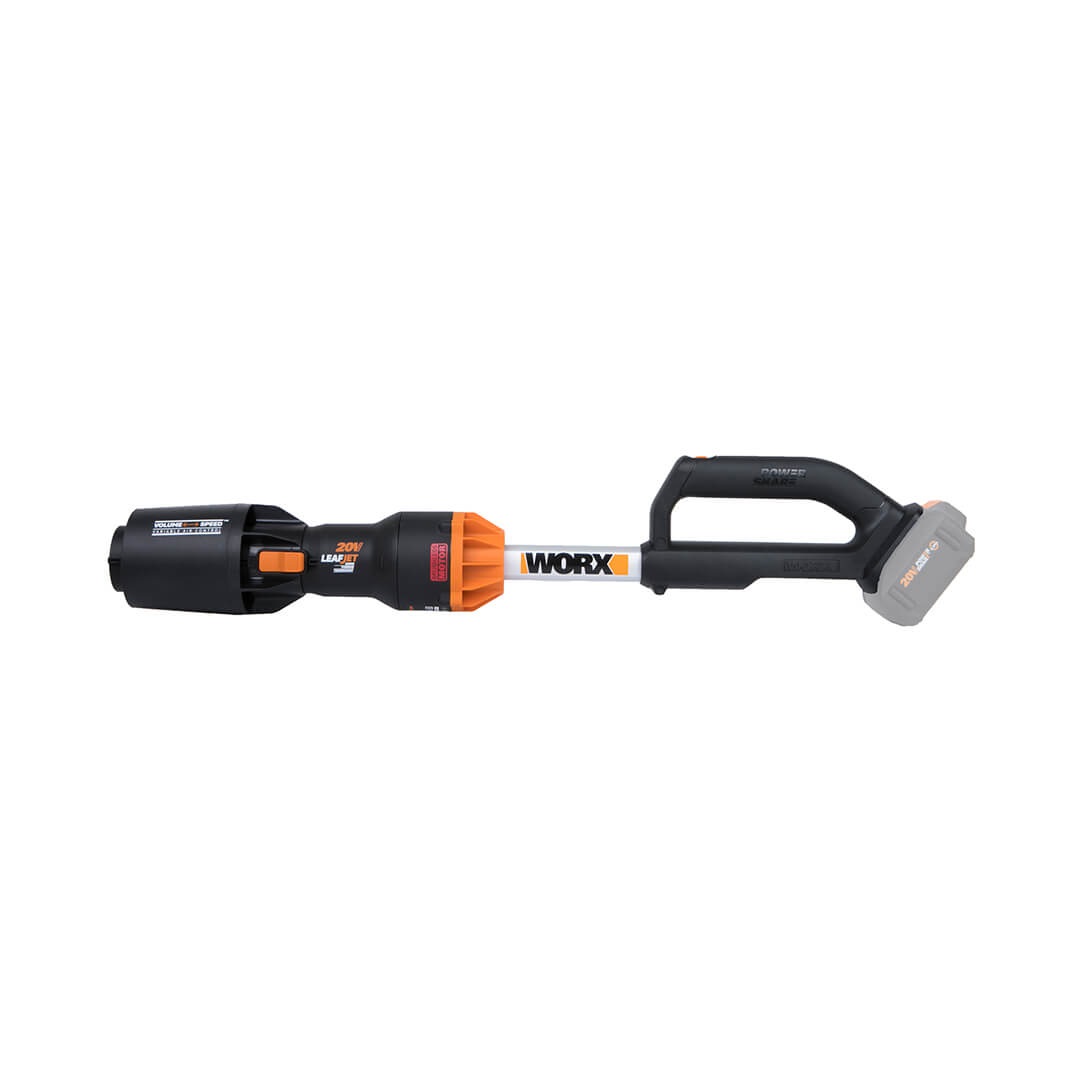 Worx WG543E.9 Soffiatore a Batteria 20V con Tecnologia Leafjet Sonic Turbine - Velocità 209 km/h, Portata 696 m3/h, Colore Nero/Arancione