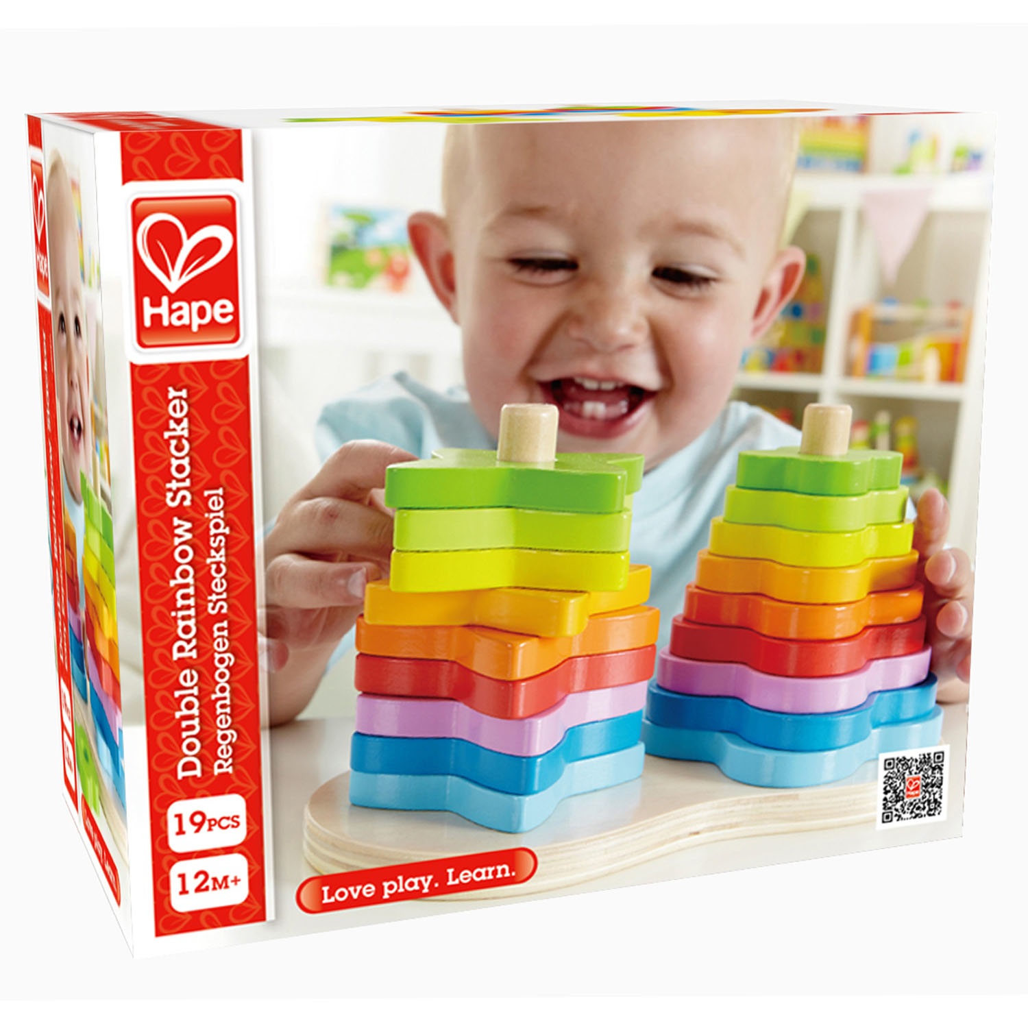 Hape Gioco a Incastro Arcobaleno - Sviluppo Motricità Fine con 9 Colori e Diverse Forme
