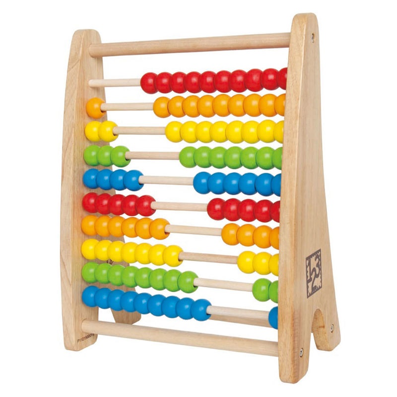 Hape Abaco Arcobaleno - Gioco educativo in legno con 100 palline colorate per bambini dai 3 anni