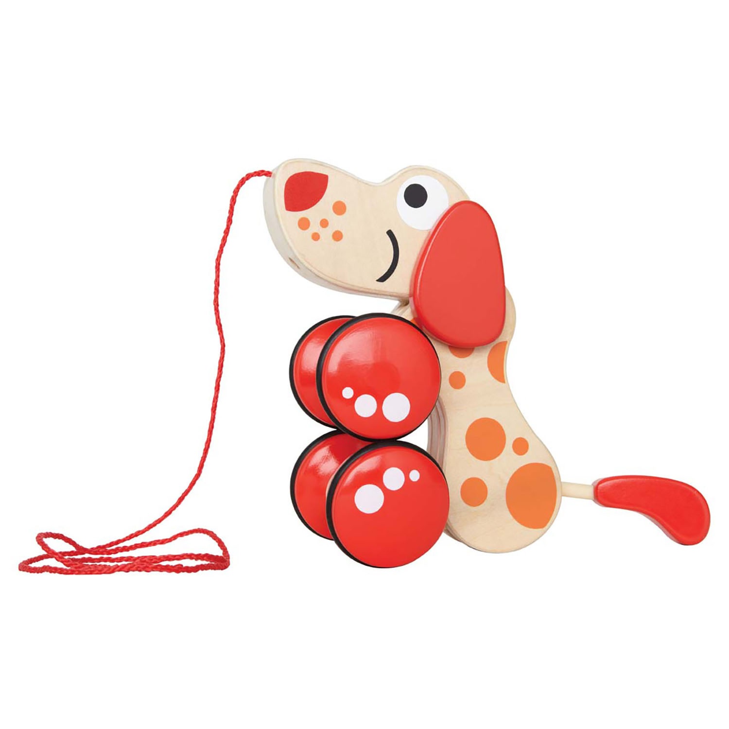 Hape Pepe Multipose - Giocattolo Trainabile in Legno con Ruote e Cordino, Interattivo, Scodinzola e Si Siede