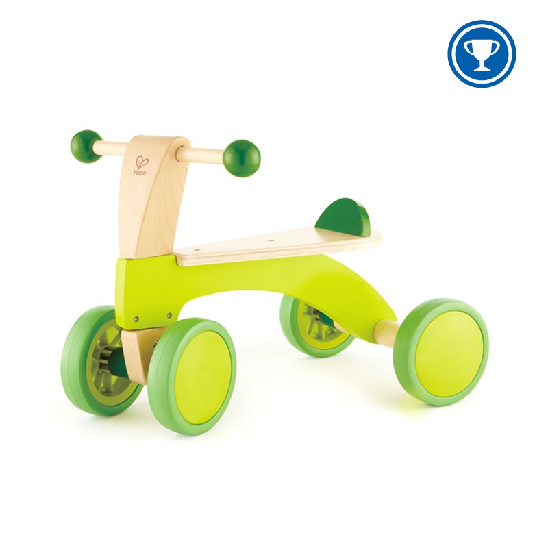 Hape Scooter Cavalcabile in Legno con Quattro Ruote in Gomma - Ideale per Bambini 12m