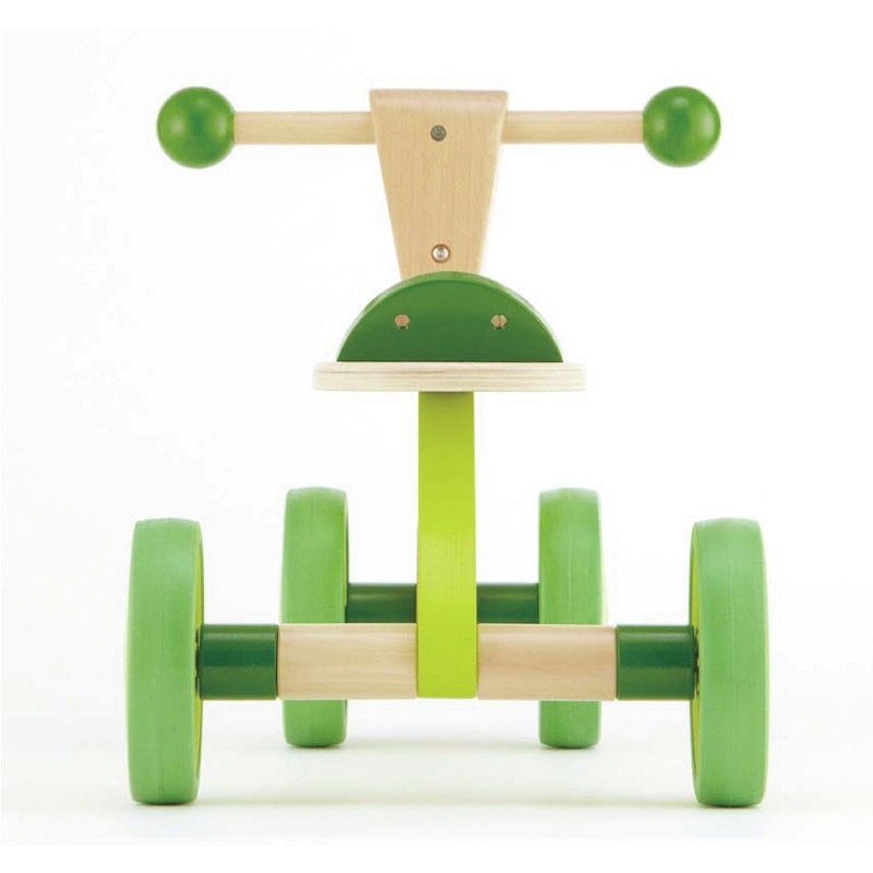 Hape Scooter Cavalcabile in Legno con Quattro Ruote in Gomma - Ideale per Bambini 12m