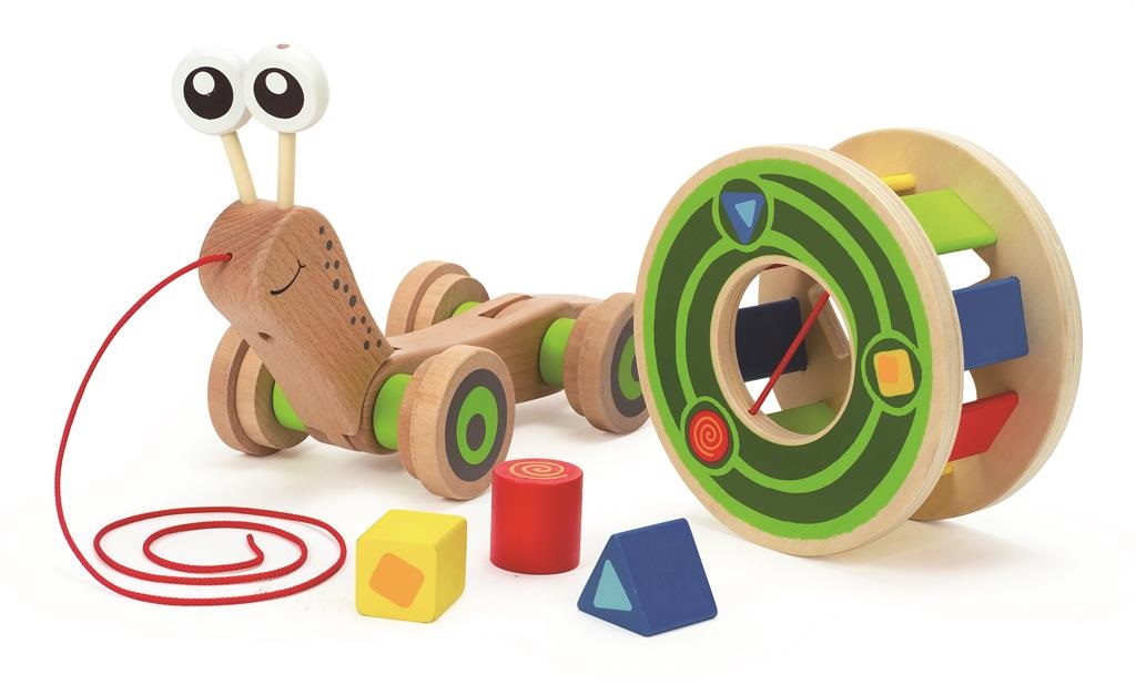 Hape Lumaca da Tirare in Legno con Guscio Rimovibile e Blocchetti di Forme
