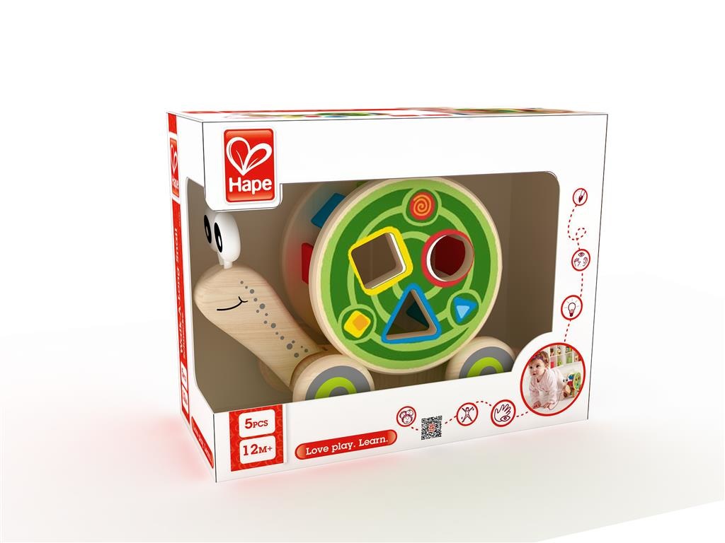 Hape Lumaca da Tirare in Legno con Guscio Rimovibile e Blocchetti di Forme