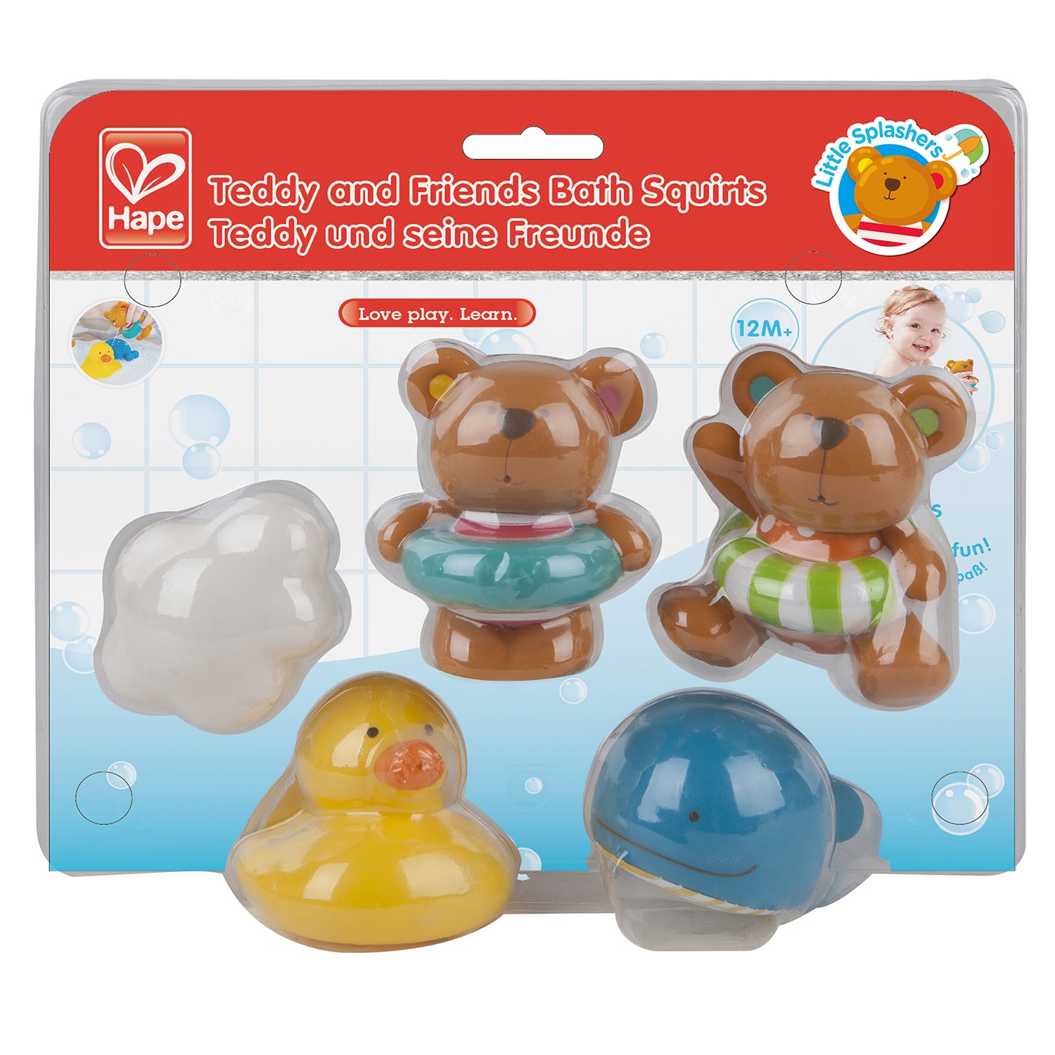 Hape Giochi da Bagno Teddy e Amici - Spruzzatori d'Acqua per Bambini 0 Mesi