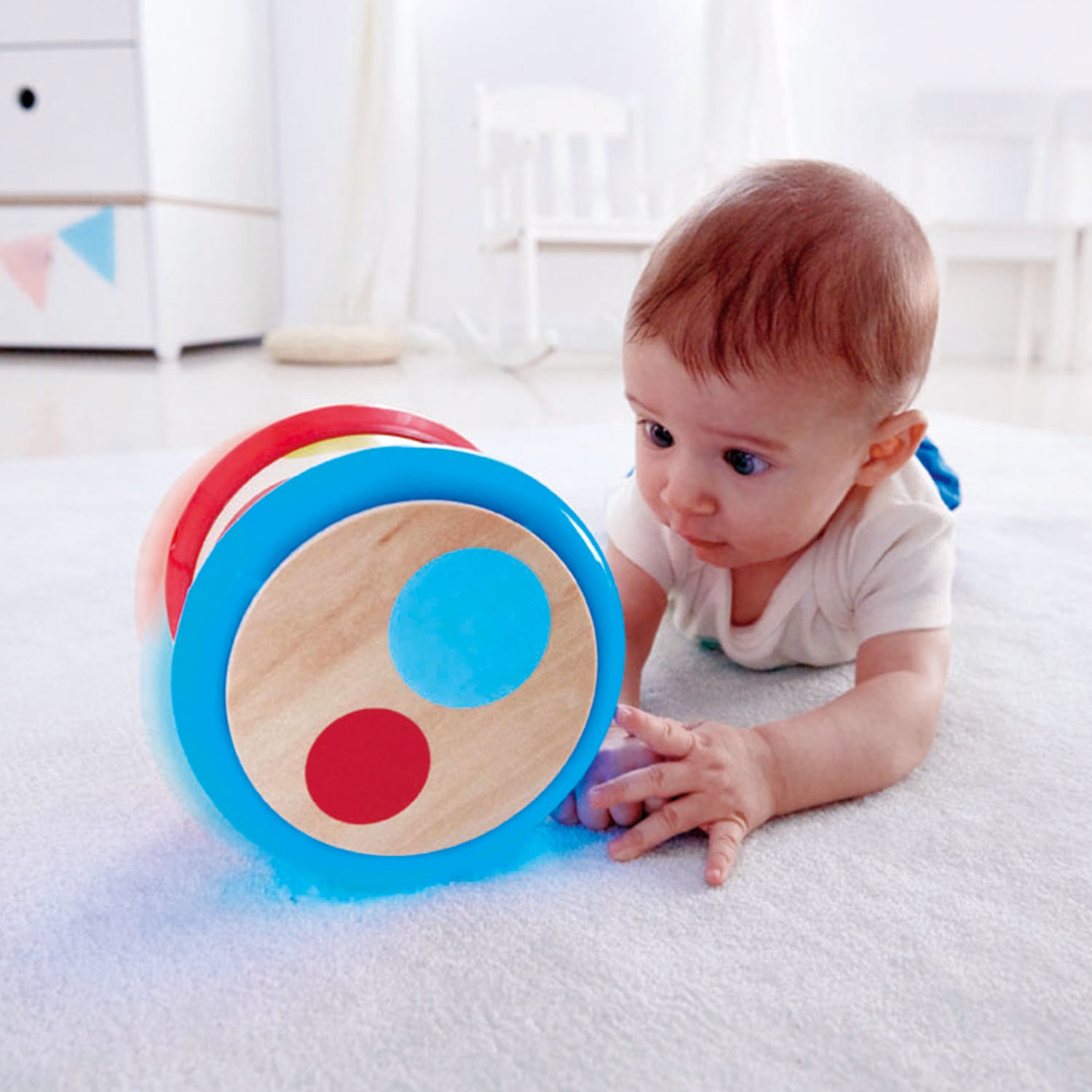 Hape Baby Tamburo - Giocattolo musicale educativo con suoni e luci per bambini dai 6 mesi