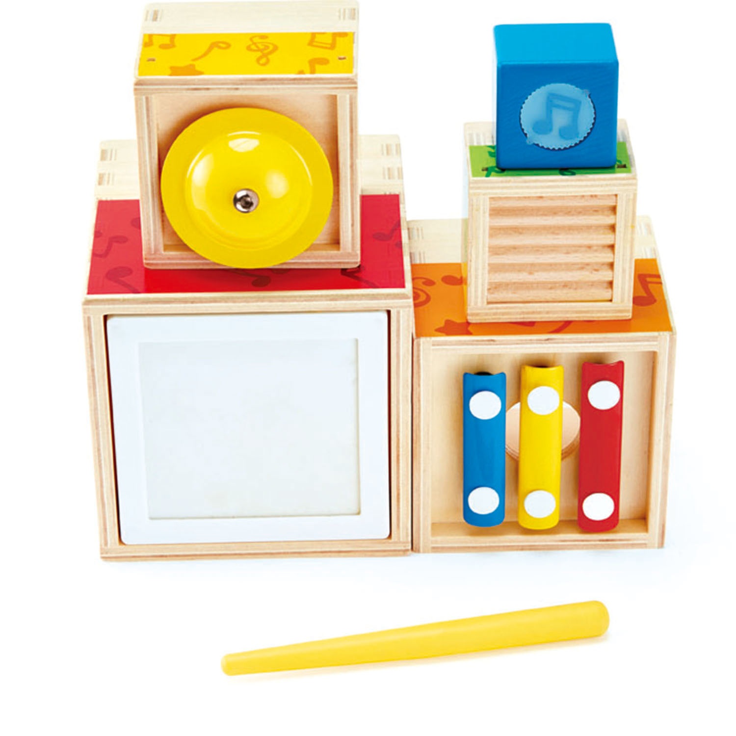Hape Set Musicale da Impilare - Giocattolo Musicale con 5 Blocchi e Strumenti per Bambini dai 18 Mesi