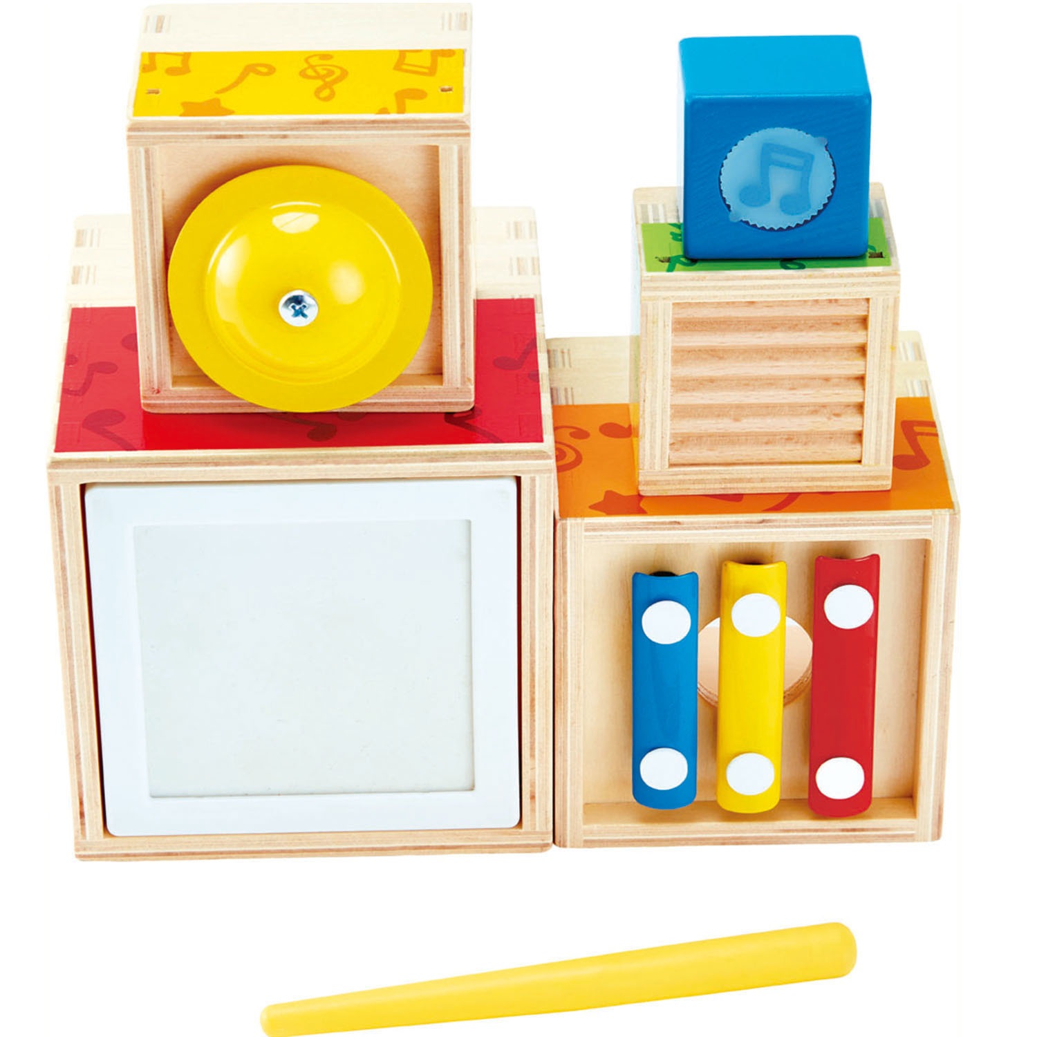 Hape Set Musicale da Impilare - Giocattolo Musicale con 5 Blocchi e Strumenti per Bambini dai 18 Mesi