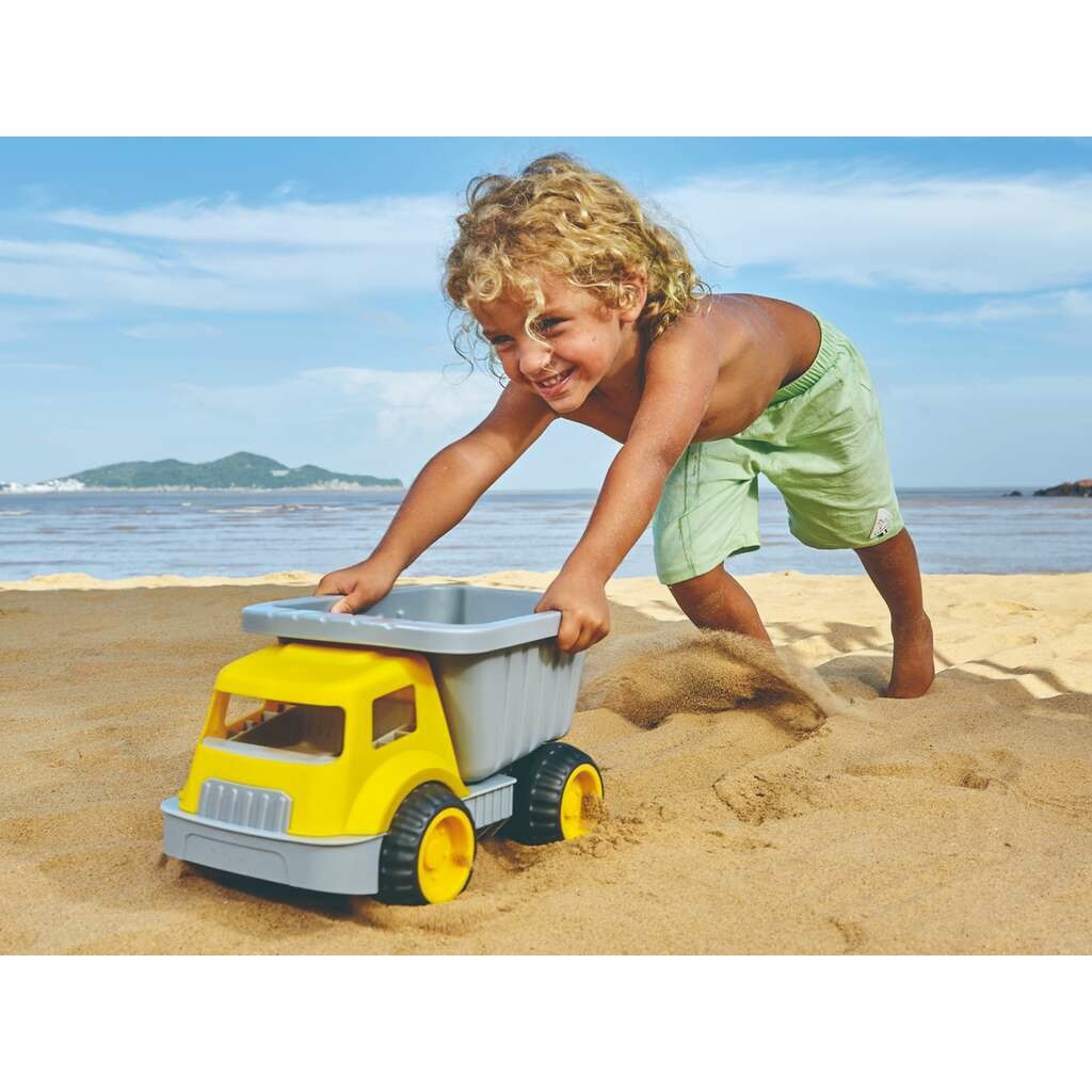 Hape Camion per Sabbia Autoribaltabile Giallo e Grigio - Giocattolo per Bambini dai 18 Mesi
