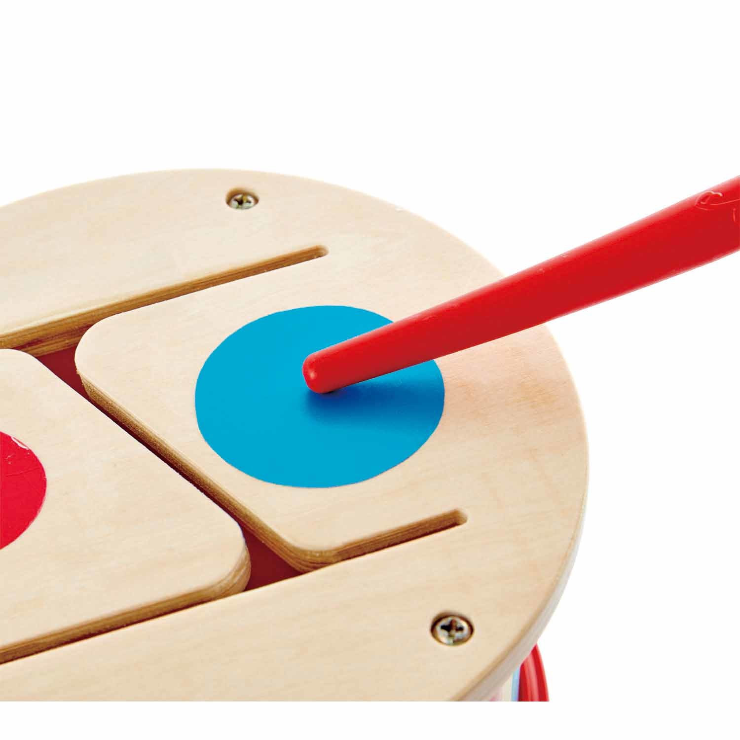 Hape Tamburo a Due Facce in Legno con Bacchetta - Giocattolo Musicale per Bambini dai 12 Mesi