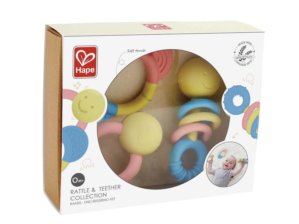 Hape Set Sonagli e Massaggiagengive 0 | Morbido in Riso Giapponese Ecologico e Atossico per Neonati