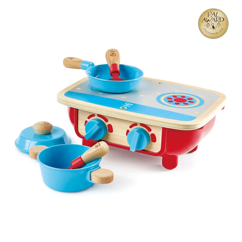 Hape Set Cucina in Legno per Bambini - Include Casseruola, Padella, Cucchiaio e Spatola - Gioco per Bambini dai 18 Mesi