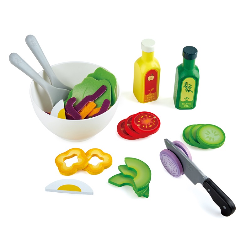 Hape Set da Gioco Insalata Salutare - Include Coppa, Coltello Realistico e Verdure Affettabili