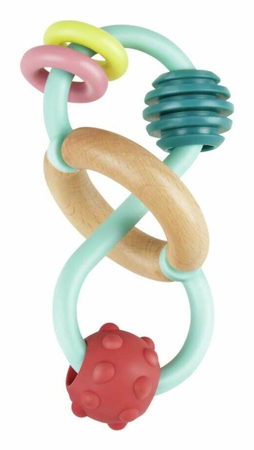 Hape Giocattolo da Presa Gregor - Simbolo dell'Infinito in Silicone e Legno con Texture Diverse per Sviluppo Sensoriale