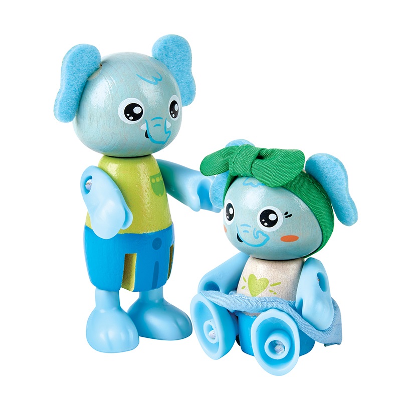 Hape Famiglia di Elefanti - Set di Gioco Sostenibile per Bambini dai 3 Anni, 4 Personaggi