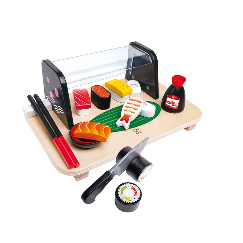 Hape Set Sushi - Gioco di Ruolo per Piccoli Chef con Vassoio, Bacchette e Sei Pezzi di Sushi