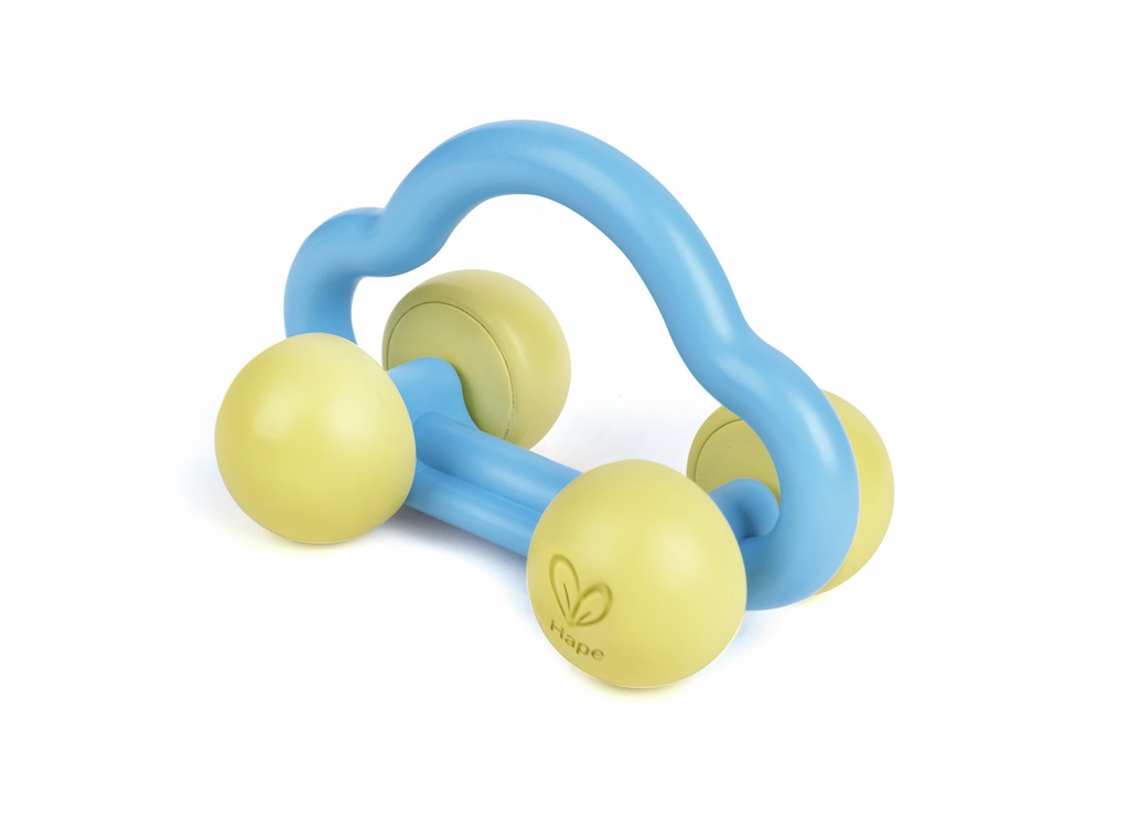Hape Macchinina Sonaglio Multisensoriale in Riso Giapponese - Giocattolo Morbido e Sicuro per Bambini dai 6 Mesi